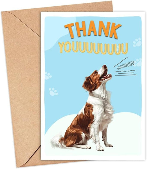 GreenStar Gifts Brittany Dog Card, Dog Thank You Card, Cute Pun Thank You Card