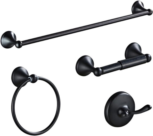 WOONEKY 1Set Retro Black Towel Rack Stainless Steel Towel Ring for Bathroom