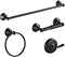 WOONEKY 1Set Retro Black Towel Rack Stainless Steel Towel Ring for Bathroom