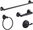 WOONEKY 1Set Retro Black Towel Rack Stainless Steel Towel Ring for Bathroom