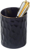 Ceramic Aesthetic Pen Holder for Desk, Cute Pencil Holder Cup Pot Organizer for Men Women, Makeup Brush Holder (Black)