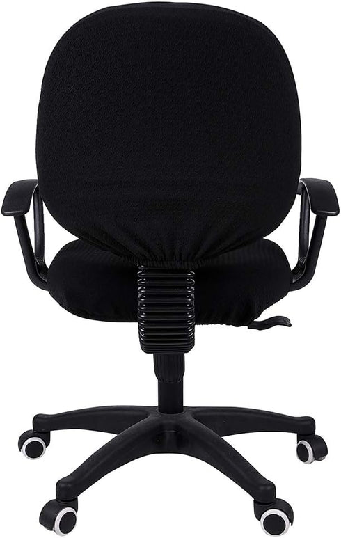 Smiry Stretch Jacquard Office Computer Chair Covers - Removable Washable Universal Desk Slipcovers in Black