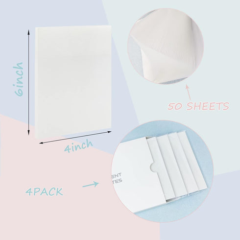 Transparent Sticky Notes, 200 Sheets, 4 x 6 in Clear Waterproof Self-Stick Note Pads for School, Office (4 Packs)