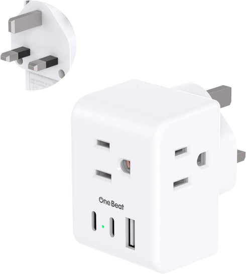 US to UK Ireland Travel Plug Adapter, Type G Power Plug with 3 Outlets and 3 USB Ports for USA to England, Scotland