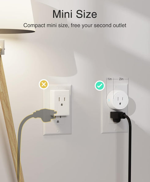 GHome Smart Mini Plug, Wi-Fi Outlet Socket, Remote Control with Timer Function, No Hub Required, White