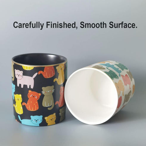 HANKOR Ceramic Pen Holder for Desk, Cute Cat Pencil Cup, Makeup Brush Holder, White