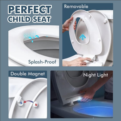 Slow Close Round Toilet Seat - Easy Clean Plastic in White