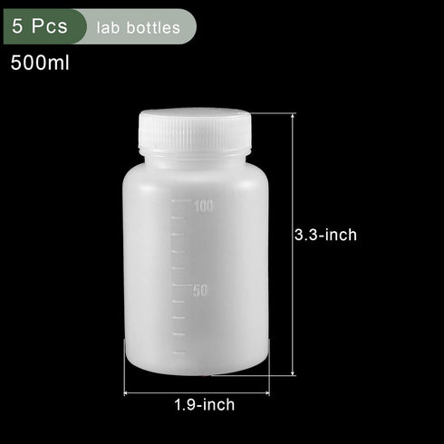 YOKIVE 5 Pcs Chemical Storage Bottle, Wide Mouth Containers with Scale | Reagent Sample Sealing, Great for Laboratory, Store, Factory (White, 100-ML) by YOKIVE
