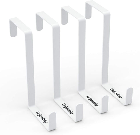 Unjumbly 4 Pack Over The Door Hooks | Fits Door Width 1 3/8" to 1 3/4", Reversible Hangers for Clothes