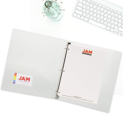 JAM PAPER Plastic 1 inch Clear Binder, 3 Ring - Sold Individually