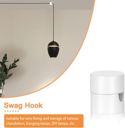 Zevnico 6 Pack Metal Swag Hooks for Ceiling Hanging Lights, Pendant Light Hook for Ceiling Lamp, White Ceiling Hooks