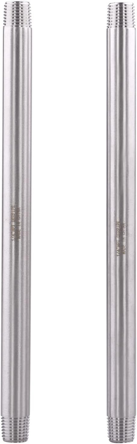 1/4" X 1/4" NPT Male Nipple, Stainless Steel 304 Cast Pipe Coupling Fitting, 8" Length (pack of 2)