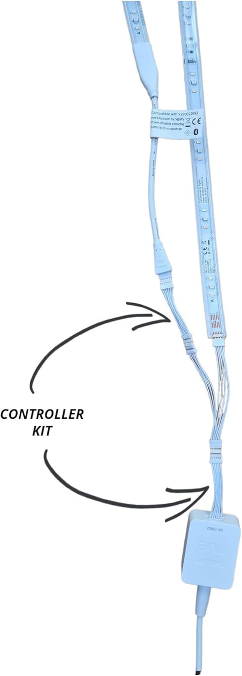 Y-Splitter Extension Cable for Philips Hue Lightstrip V4, LED Strip Lighting, 2 Pieces, White