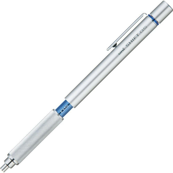 Uni Shift Pipe Lock Drafting Pencil, 0.5mm, Silver Body with Blue Accent