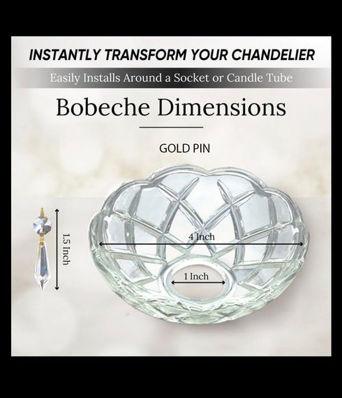 Crystal Asfour 1 4-Inches, 5 30% 5 Crystal Piece - Side Holes - Clear Lead Crystal Chandelier Bobeche with Gold Pin