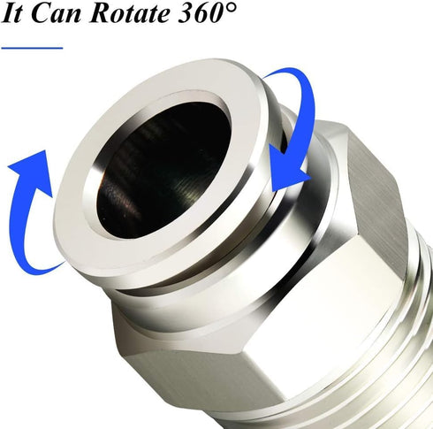 TAILONZ PNEUMATIC 304 Stainless Steel Male Straight 4MM Tube OD x 1/8 Inch NPT Push to Connect Fittings (Pack of 2)