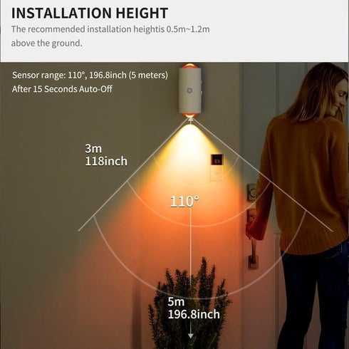 Generic Dimmable Smart Rechargeable LED Night Light with Motion Sensor RGB Gradient Ambient Lighting, Wall Lamp