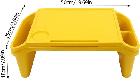 YUASDUU 6PCS Kids Lap Desk Tray, Plastic Activity Table Portable Activity Tray with Side Pockets & Slots Stackable Lap