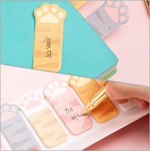 LUOZZY 2 Packs Cat's Paw Sticky Notes, Kawaii Memo Pads, Cartoon Animal Notes, Reading Page Markers Flags