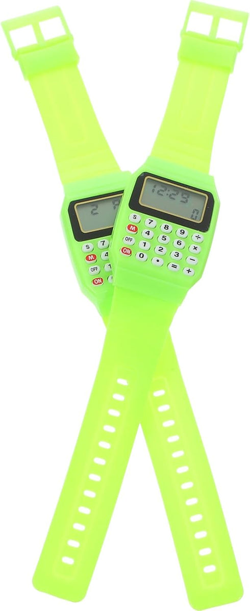 Mikikit Calculator Watch, 2 Pcs Digital Watch for Portable Calculations, Multifunction Wrist Watch for Men Women, Green