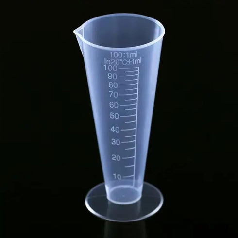 Saim Plastic Graduated Measuring Cup 100mL Capacity Beaker Cone Shape Round Base Labs Kitchen Clear, 2Pcs