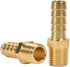 2 Pack Brass Hose Fitting Adapter - 3/8" Barb x 1/4" NPT Male Pipe for Plumbing