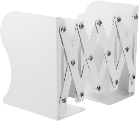 DOITOOL Retractable Book Shelf Holder Adjustable Metal Bookend for Desk Large White