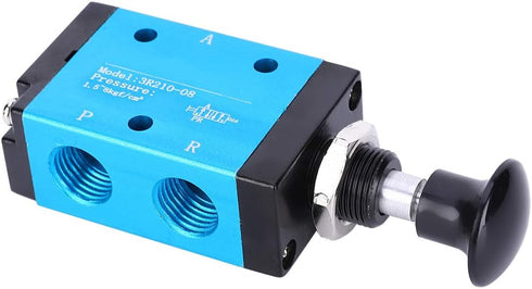 Pneumatic 1/4"NPT Two-Position Three-way Air Hand Lever Operated Valve, Manual Control Push-Pull 3R210-08
