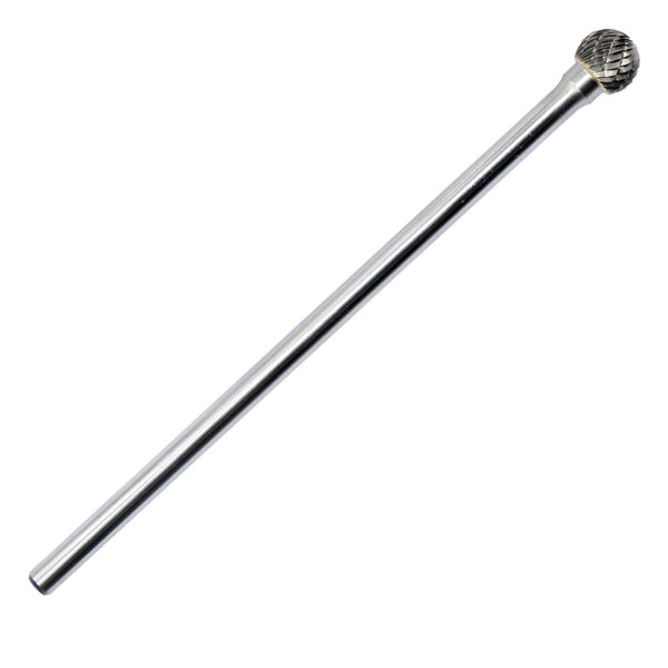 SD-5L6 Tungsten Carbide Burr Lengthened Rotary File, Ball Shape Double Cut, 1/4'' Shank for Die Grinder