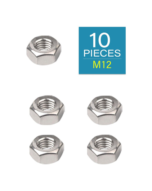 M12 Hex Nuts - IMScrews 304 Stainless Steel Hex Nuts - Durable, Rust-Resistant Fasteners for Home Repair and Professional Projects Pack of 10