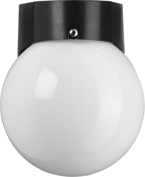 1-Light Progress Lighting Polycarbonate Outdoor White Acrylic Shade Modern Outdoor Wall Light Textured Black
