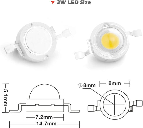 CHANZON 10 pcs High Power LED Chip 3W Natural White (4000K - 4500K) Super Bright SMD COB Light Emitter