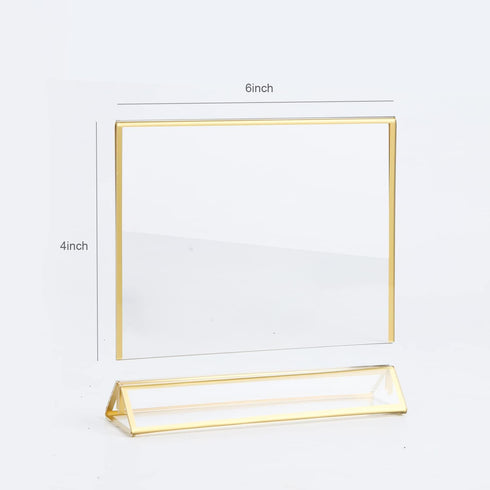 UNIQOOO Clear Acrylic Sign Holder with Golden Border, Pack of 6, 6x4", Double Side Frame, Landscape View