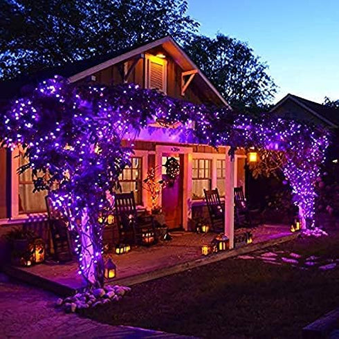 300 99FT 8 kemooie LED Purple Christmas Lights, Connectable Lighting Modes Plug in Fairy Lights, Waterproof