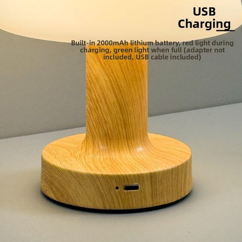 3-Level Dimmable Shower Lamp Mushroom Lamp LED Table Lamp for Bedroom Rechargeable Desk Bedside Small Lamps Night Light