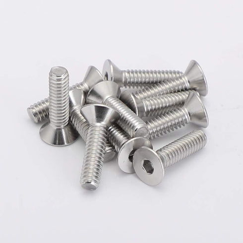 1/4-20 x 3/4" Flat Head Socket Cap Screws, Allen Socket Drive, Stainless Steel 18-8 (304), Full Thread, Bright Finish,