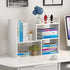 infini Desktop Bookshelf, White Wooden Adjustable Display Shelf for Office Storage, Multifunctional Small Bookshelf