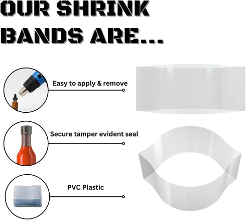 165 x 28 mm Clear Perforated Shrink Band for Glass Jars and Containers - Bundle of 250