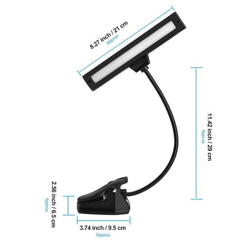 19 3 Settings, 3 Rechargeable Music Stand Light, LEDs Clip On Reading Light - Level Brightness Color Temperature