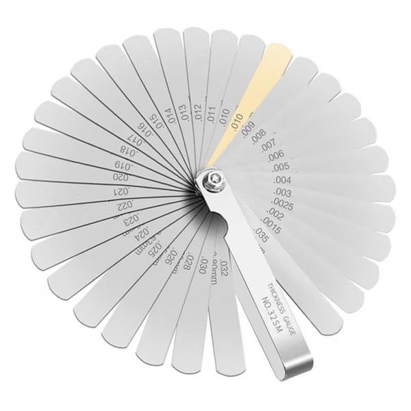 Feeler Gauges Set, 32 Blades Stainless Steel Dual Marked Metric and Standard SAE Valve Thickness Gauge