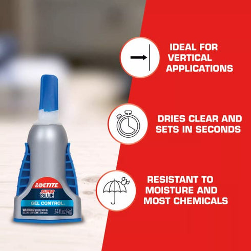 Loctite Super Glue Gel Control, Clear, 0.14 fl oz Bottle, 6 Pack - Superglue for Plastic, Wood, Metal, Crafts & Repair,
