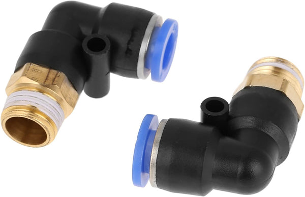Push in Joint Pneumatic Connector, 10 pcs 8mm G1 Push Fittings, 90 Degree Male Thread Quick Connect