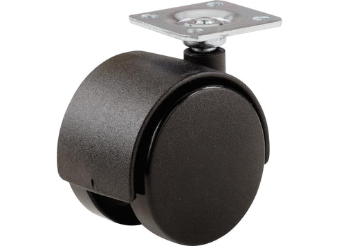 Shepherd Hardware 9417 2-Pack Office Chair Caster, Twin Wheel, 1-1/2-Inch Sq. Plate, 75lb Load Capacity, Black