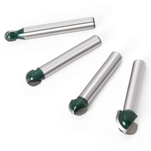 Yakamoz 4Pcs 1/4" Shank Round Nose Router Bit Set for CNC Sign Making and Woodworking Carving