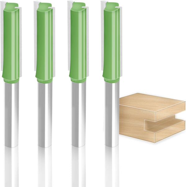 Aopin Router Bit, 1/4" Cutting Dia, 6mm Shank Dia, Double Flute Straight Bit for Woodworking, 4Pcs
