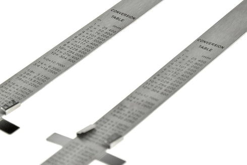 Set Set 2 925PSR-2 SE Stainless Steel SAE Metric Ruler - Stainless Steel Precision Ruler Measuring Tool - Detachable