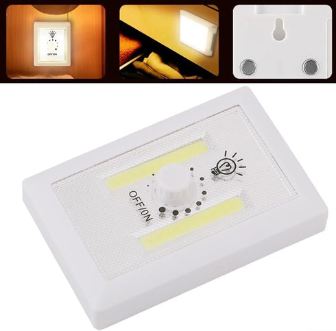 UrbanHui Adjustable Brightness COB LED Wall Light For Kitchen, Cabinet, Garage Battery Powered, Magnetic Back Plate