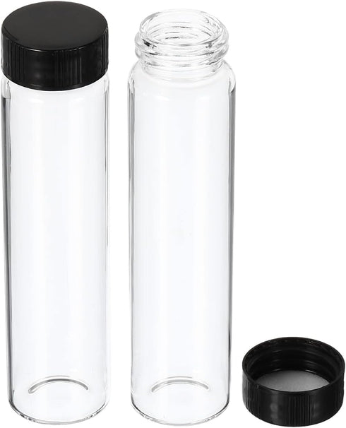 PATIKIL 50mL Reagent Media Bottle, 12 Pack Round Glass Storage Bottles with Plastic Screw Cap