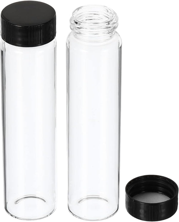 PATIKIL 50mL Reagent Media Bottle, 12 Pack Round Glass Storage Bottles with Plastic Screw Cap