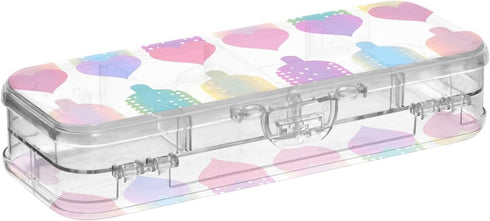 Colorful Double-Layer Pencil Case - Clear Plastic Storage Box for Stationery